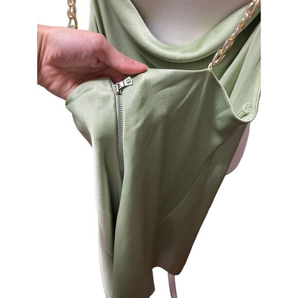 Alice and Olivia Harmony Chain Strap Mini Slip Dress Seafoam - Picture 11 of 12